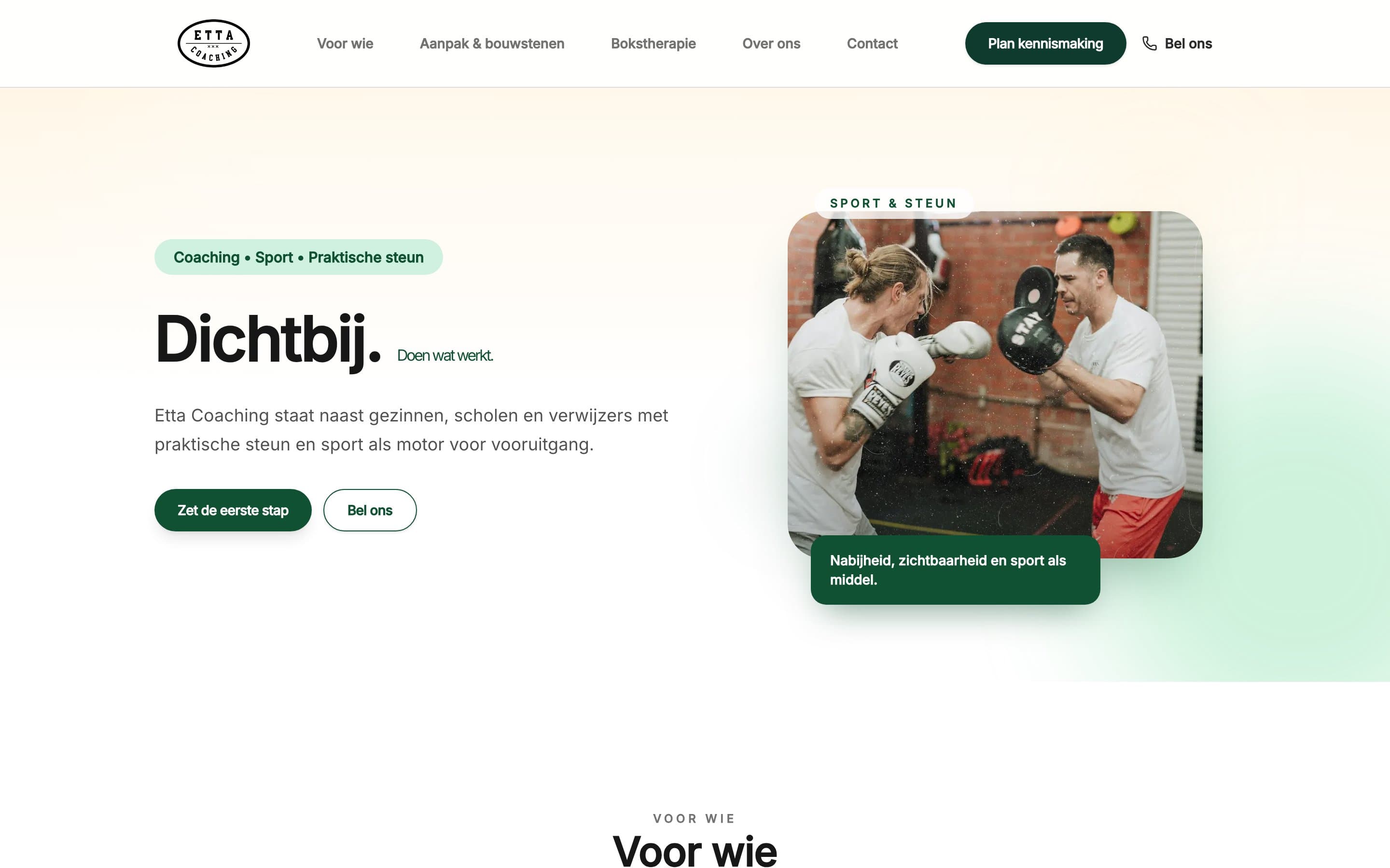 Etta Coaching desktop view