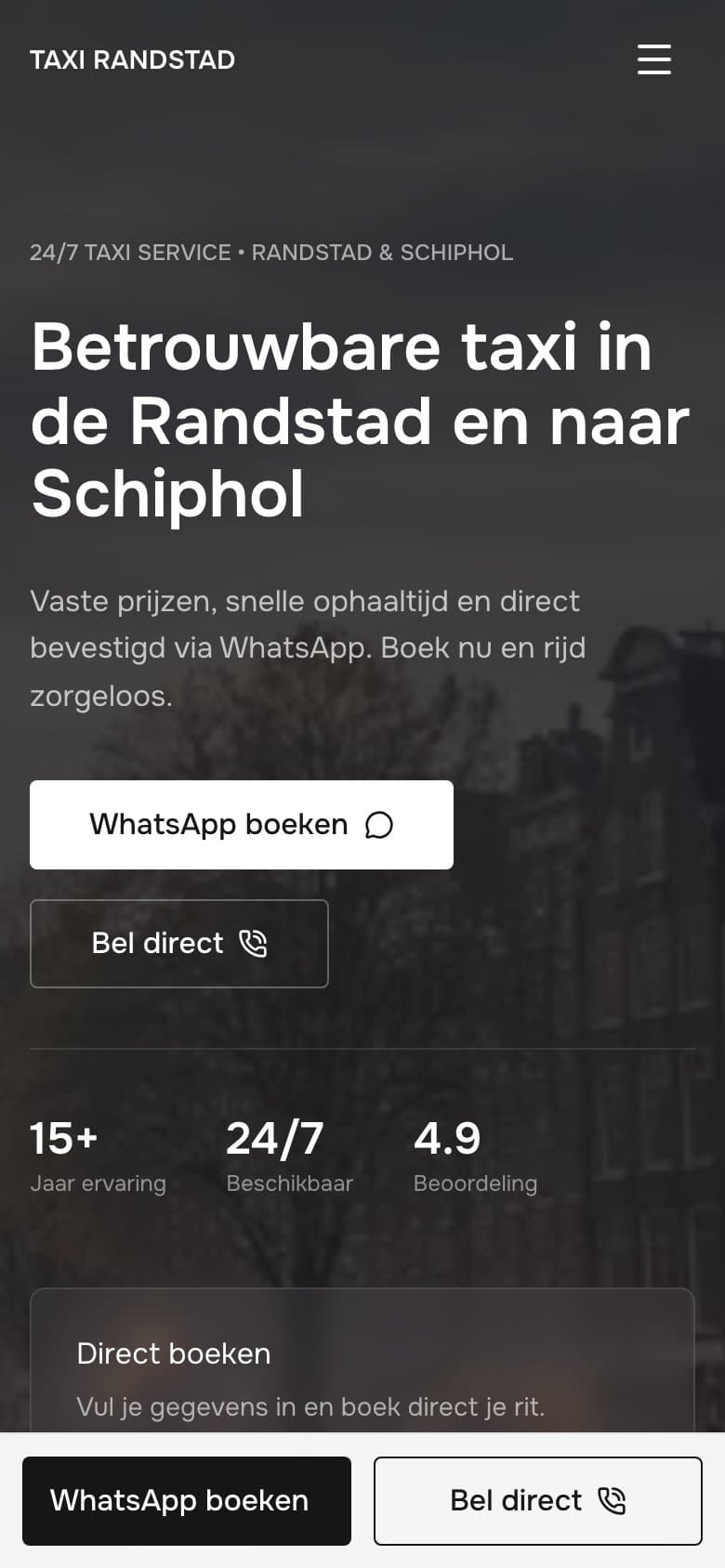 Taxi Randstad mobile view